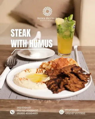 Steak with Humus